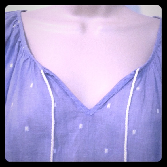 J. Crew chambray peasant poet raglan dolman top - Picture 2 of 7